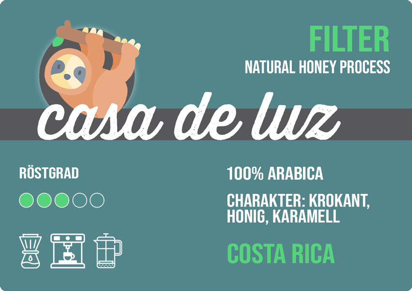 Casa de Luz, honey process beans, 100% arabica